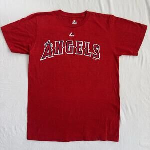 Majestic Anaheim Angels Shirt Mens M Red MLB Baseball Short Sleeve